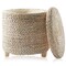 Casafield 17" Round Storage Ottoman with Lid, Handwoven Water Hyacinth Footstool for Living Room, Bedroom, Bathroom, Home Office